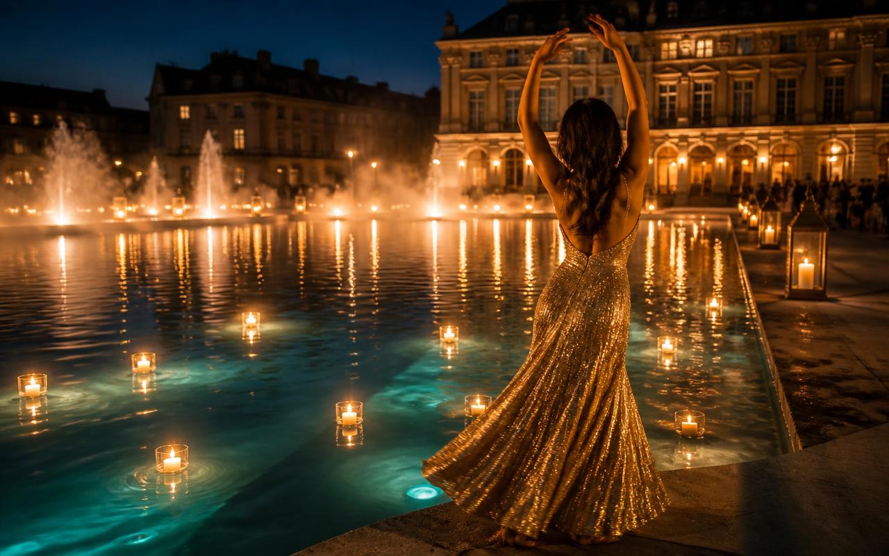 Fontaines lumineuses & miroir d'eau