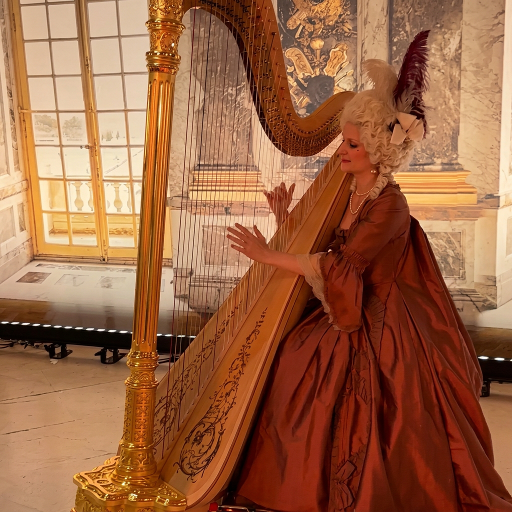 Harpiste & musiciens d'époque